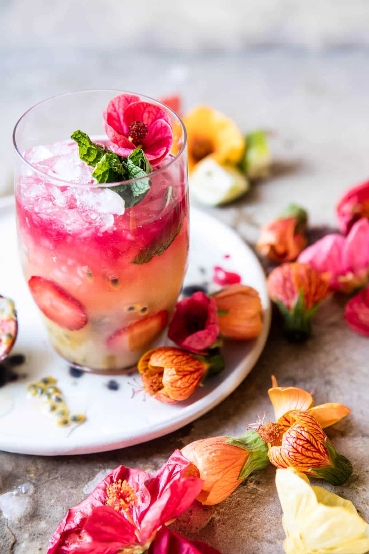 Tropical Strawberry Hibiscus Rum Cocktail